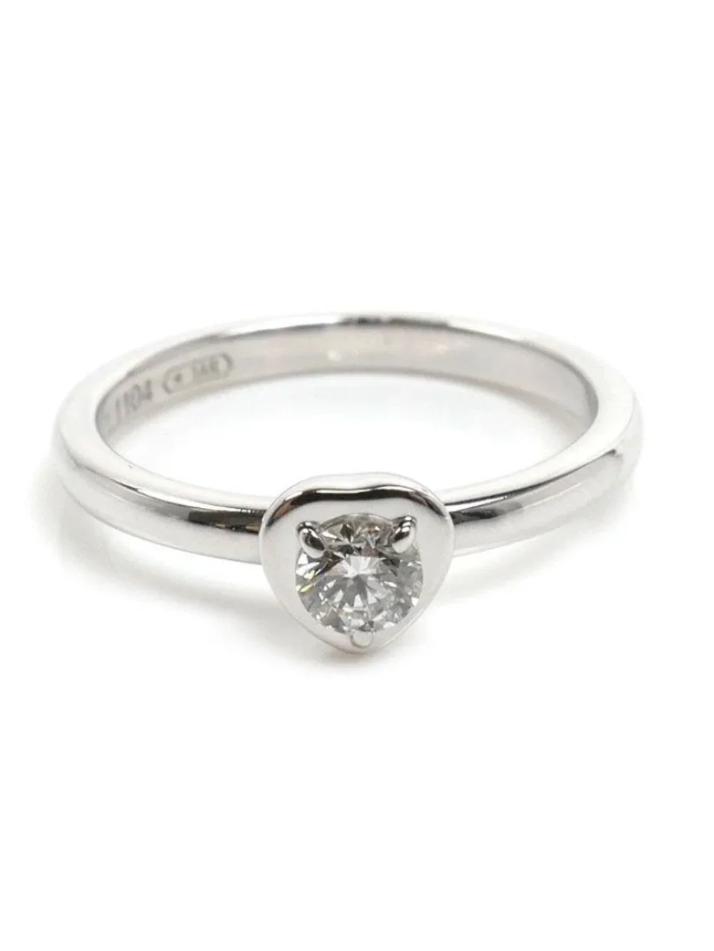 Cartier 18k White Gold Diamant Leger Damour Heart Ring Diamond 46 Vintage